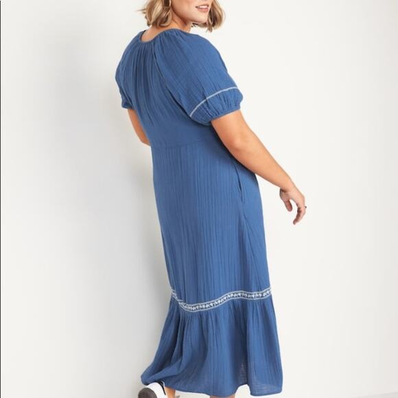 Old Navy rhapsody in blue Crinkle Crepe Maxi Swing Dress - Picture 6 of 12